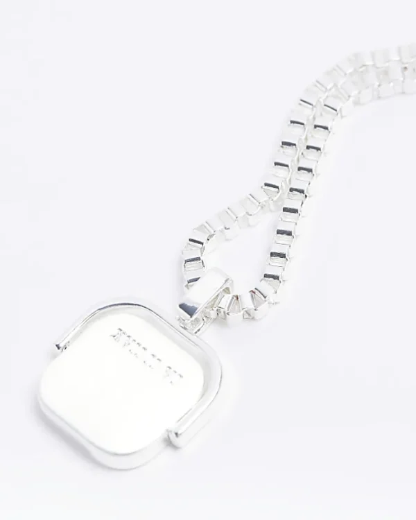 Silver plated square necklace