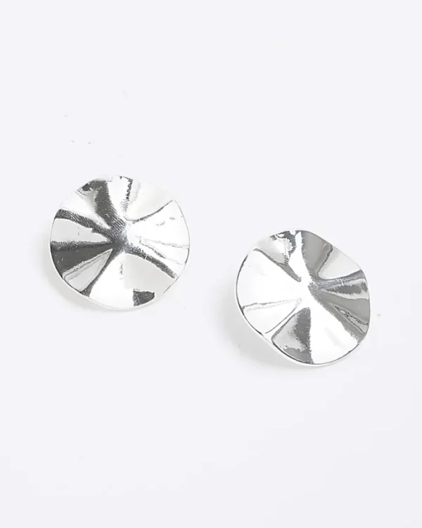 Silver Sculpted Stud Earrings