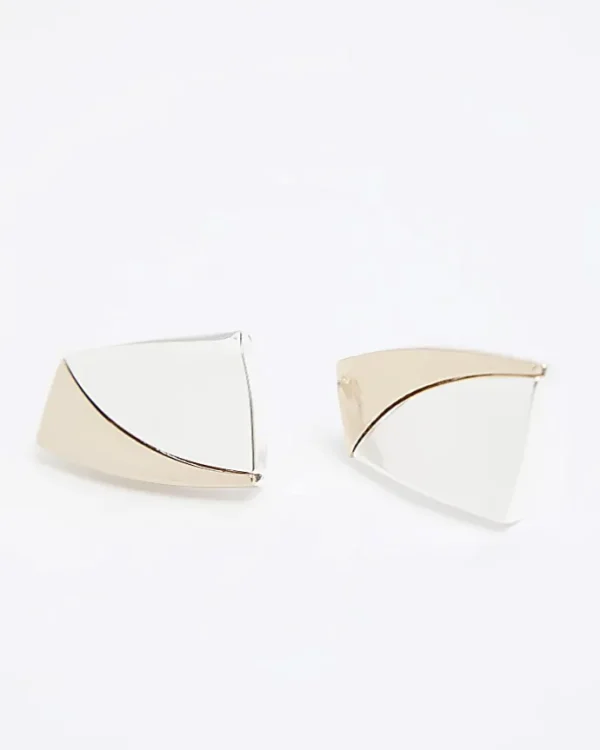 Silver sculpted stud earrings