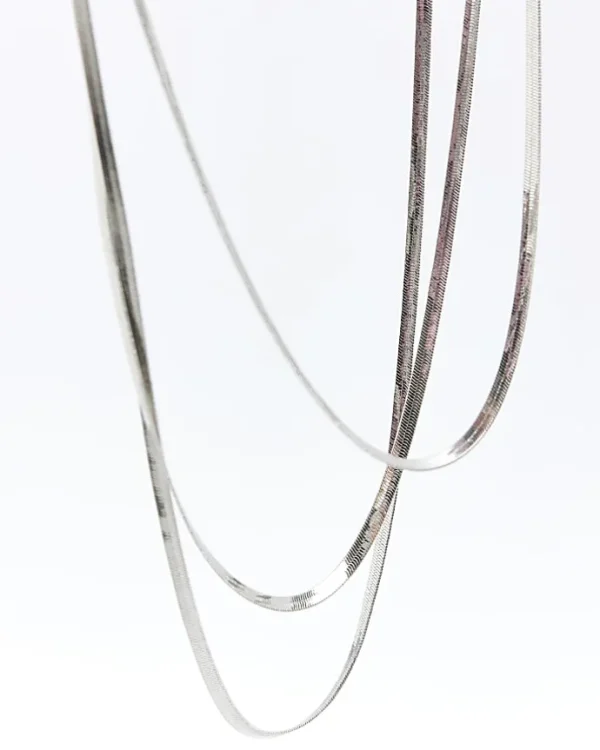 Silver Sleek Multirow Necklace