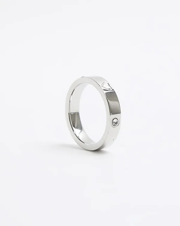 Silver Stainless Steel Embellished Ring