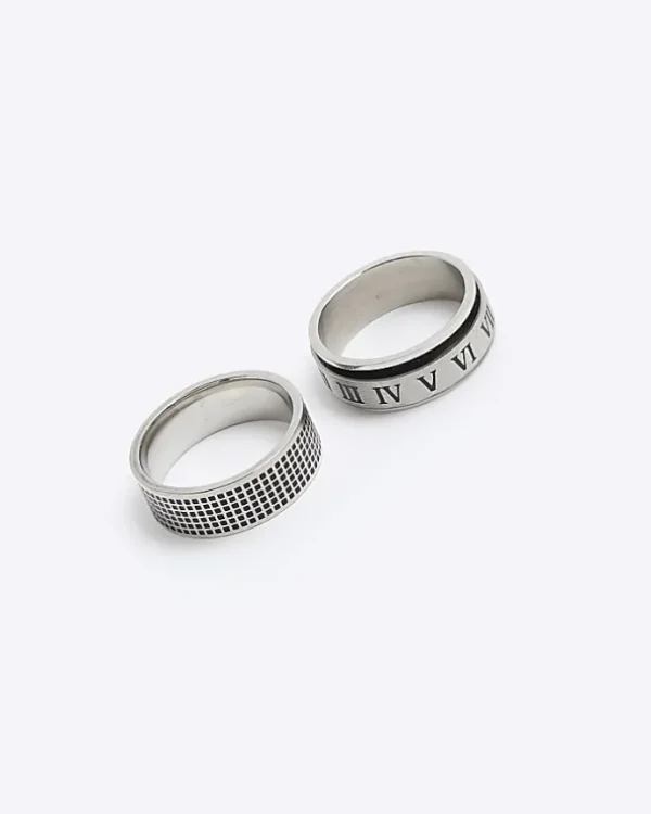 Silver stainless steel roman numeral ring