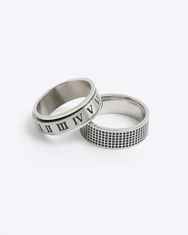 Silver stainless steel roman numeral ring