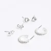 Silver stud and hoop earrings 9 pack