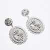 Silver Textured Disc Drop Earrings