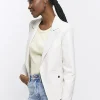 Stone faux leather blazer