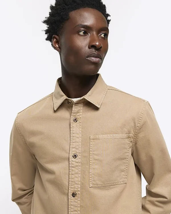 Stone regular fit chest pocket shirt