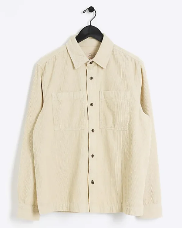 Stone regular fit corduroy overshirt