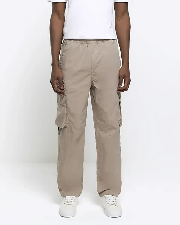 Stone regular fit elasticated cargo trousers