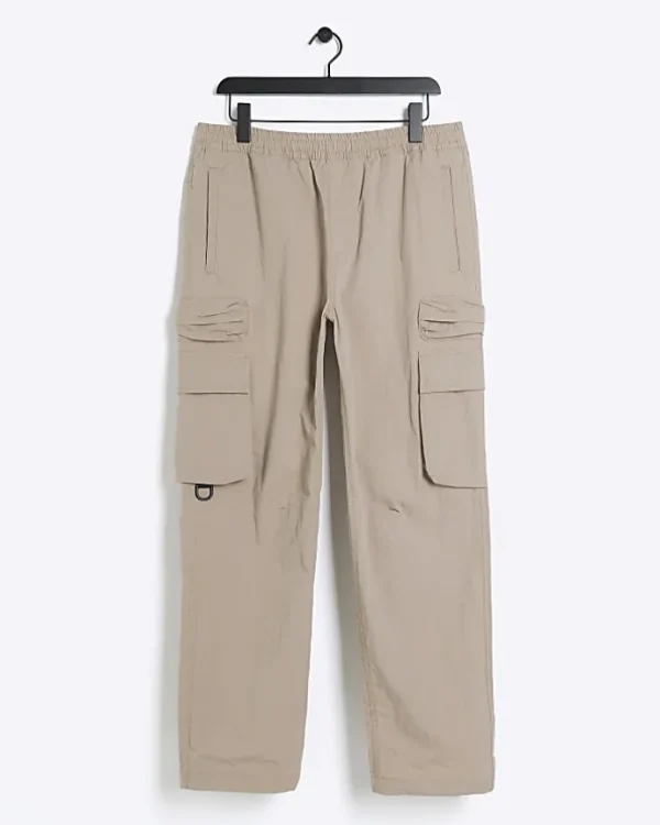 Stone regular fit elasticated cargo trousers