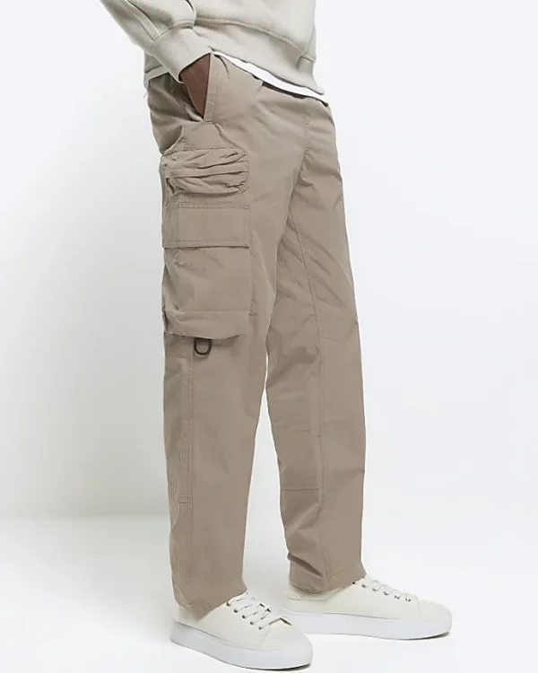 Stone regular fit elasticated cargo trousers