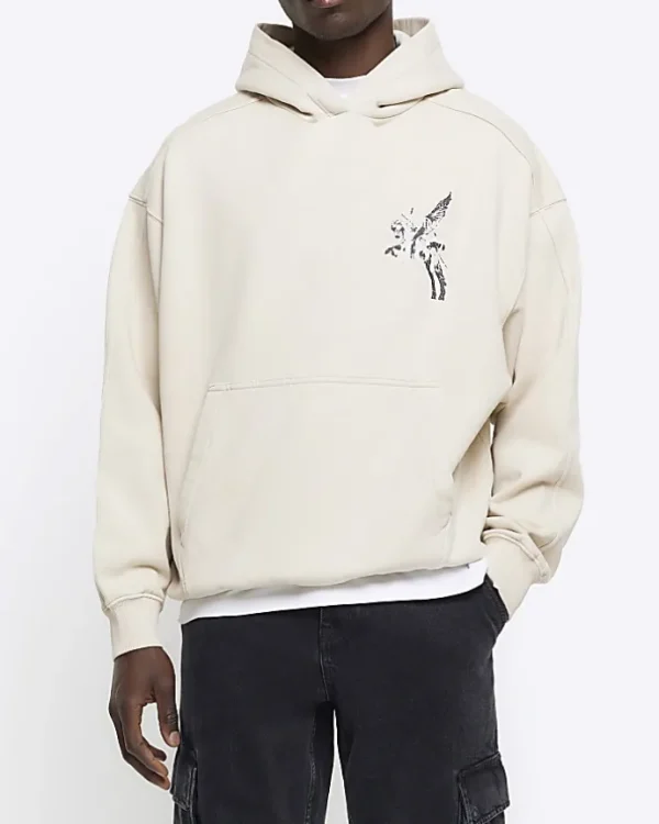 Stone Regular Fit Pegasus Graphic Hoodie