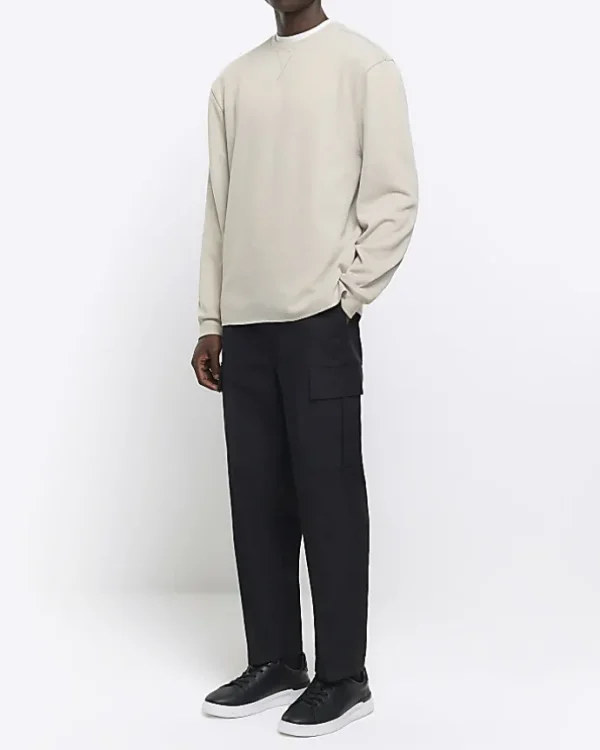 Stone regular fit rib sweatshirt