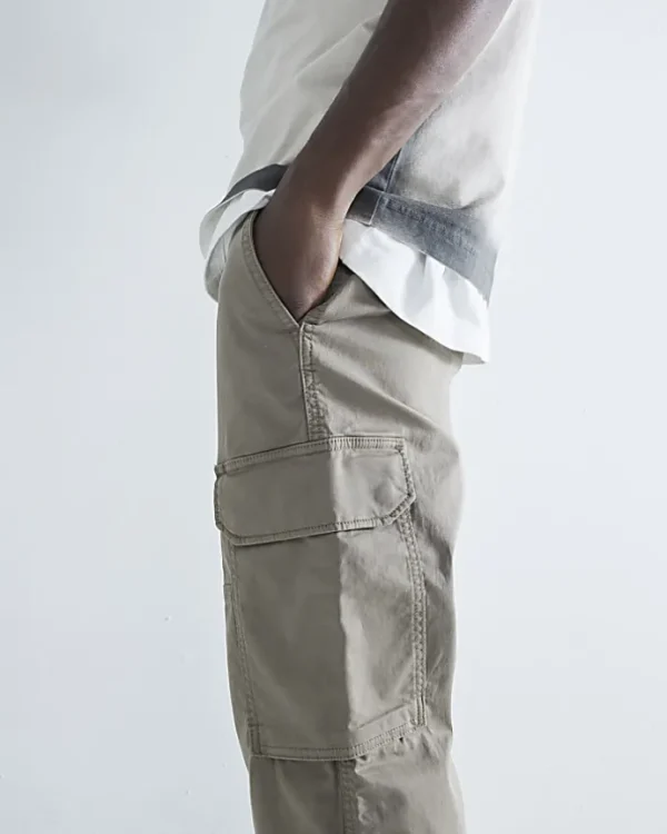 Stone regular fit utility cargo trousers