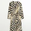 Stone satin stripe longline duster coat