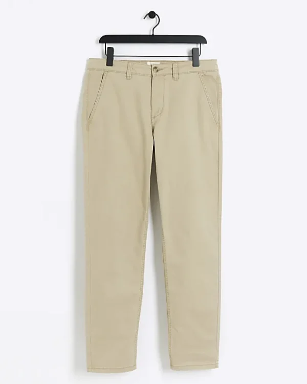 Stone slim fit casual chino trousers