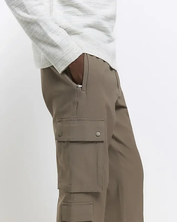 Stone slim fit smart techy cargo trousers