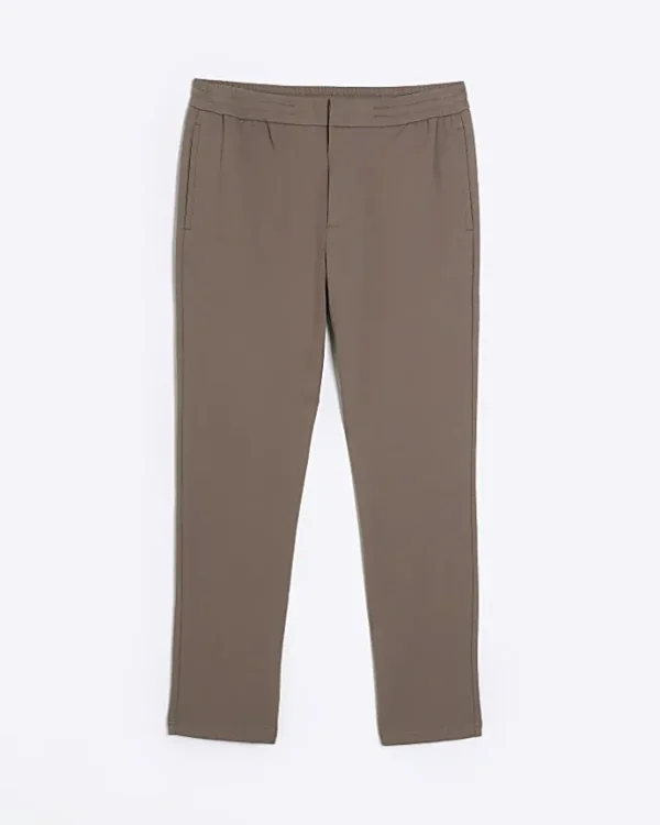 Stone slim fit twill pull on smart joggers