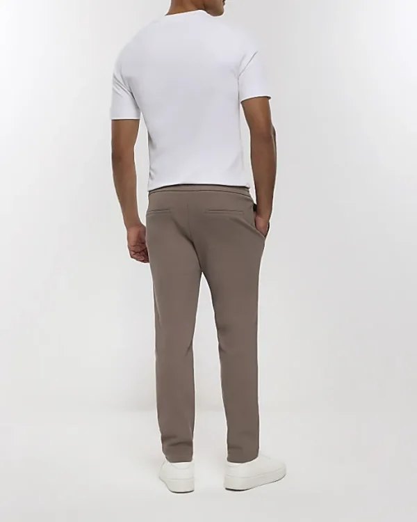 Stone slim fit twill pull on smart joggers