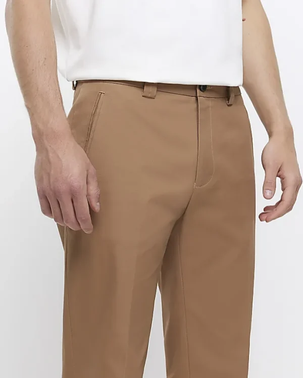 Stone tapered fit smart trousers