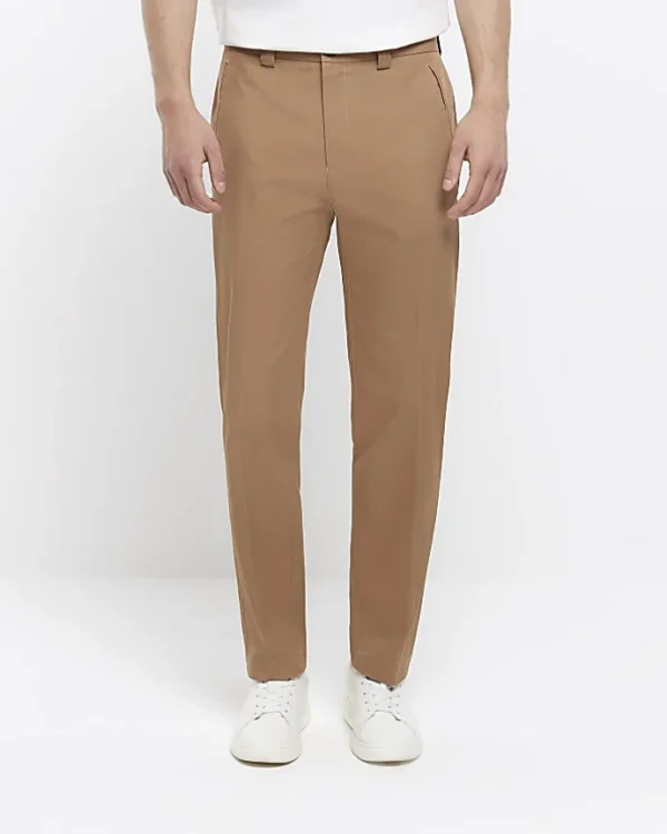 Stone tapered fit smart trousers