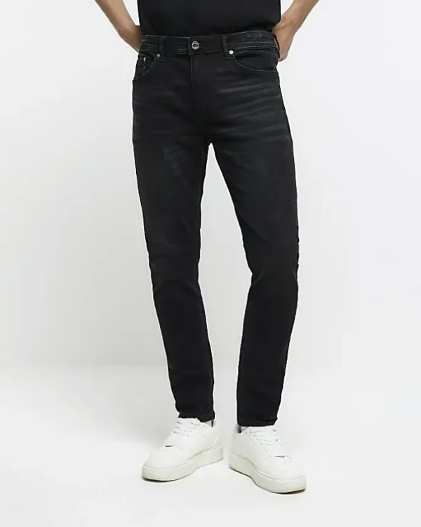 Washed black skinny fit jeans