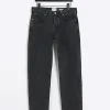 Washed black straight fit jeans