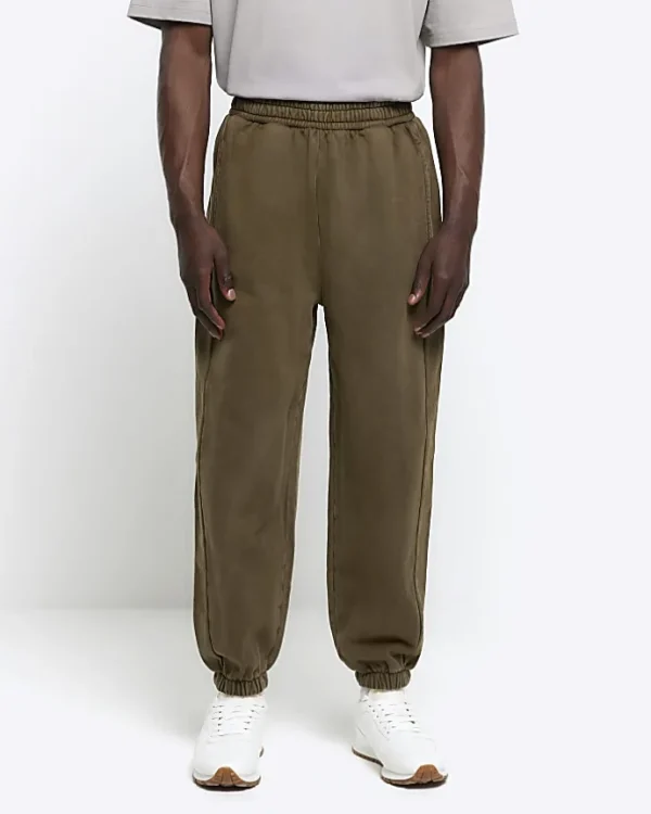 Washed khaki oversized fit joggers