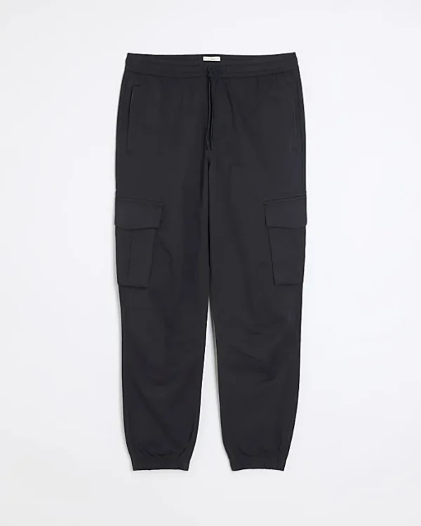 Washed navy slim fit cargo joggers