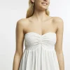 White beach bandeau split maxi dress