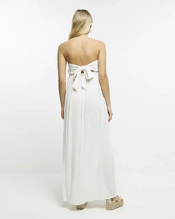 White beach bandeau split maxi dress