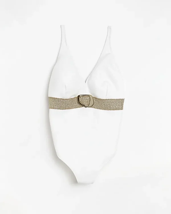 White belted swimsuit