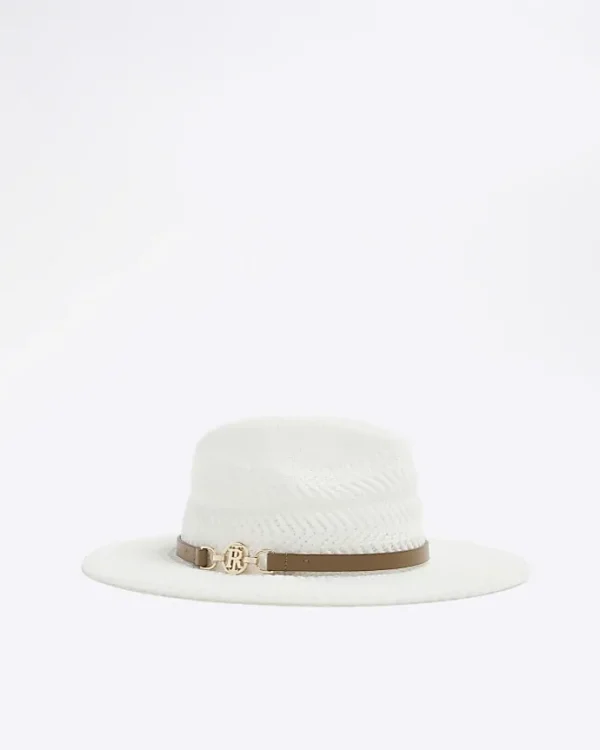 White Crochet Fedora Hat