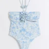 White floral corsage swimsuit