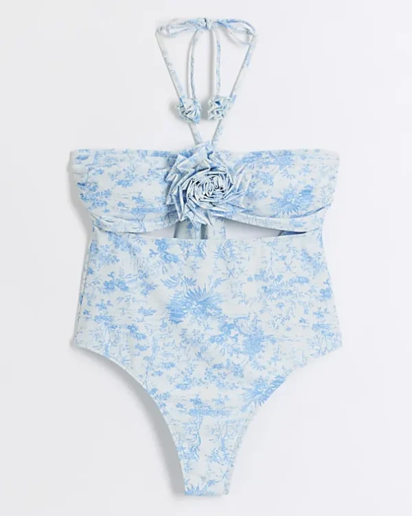 White floral corsage swimsuit