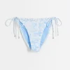 White floral frill tie side bikini bottoms