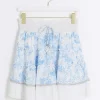 White floral shirred mini skirt