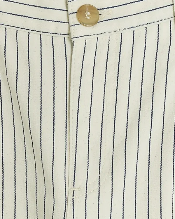 White high waisted stripe loose jeans