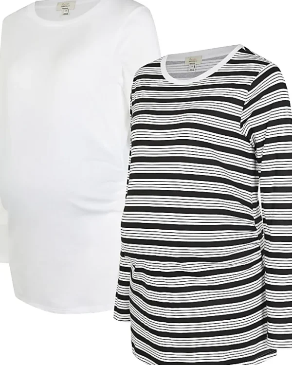 White maternity long sleeve t-shirt multipack