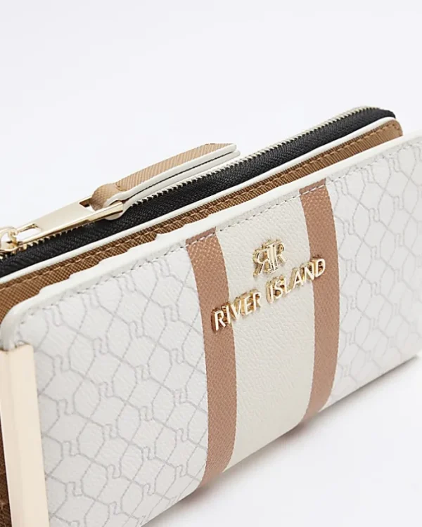 White monogram stripe purse