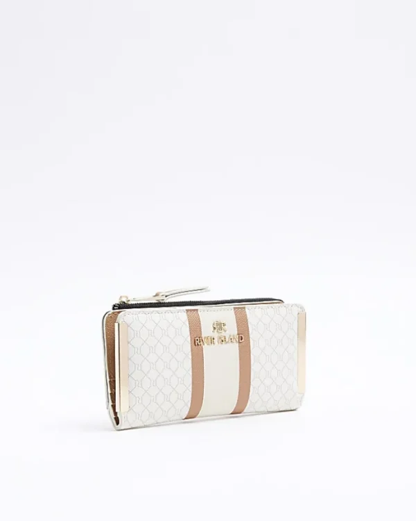 White monogram stripe purse