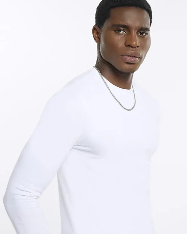 White muscle fit long sleeve t-shirt