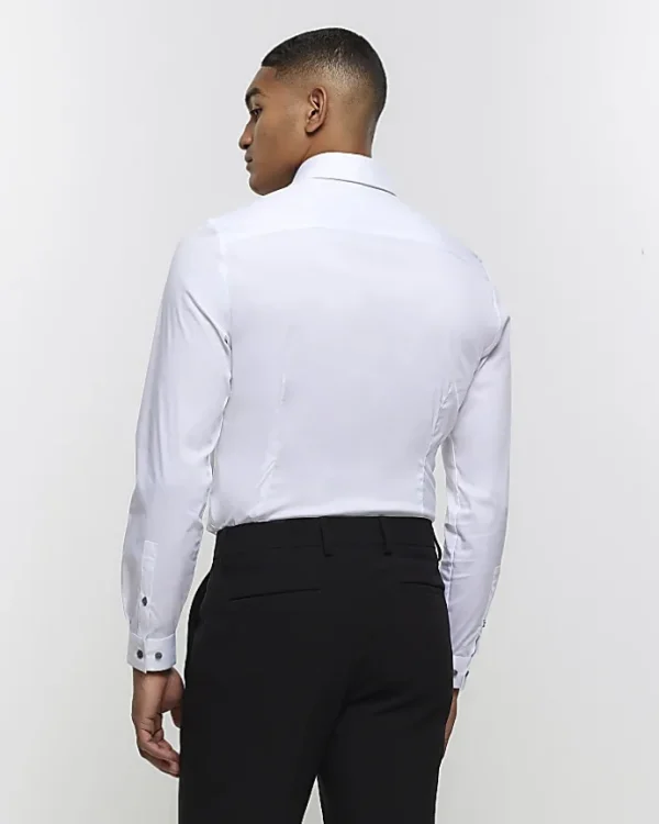 White Muscle fit long sleeve Shirt