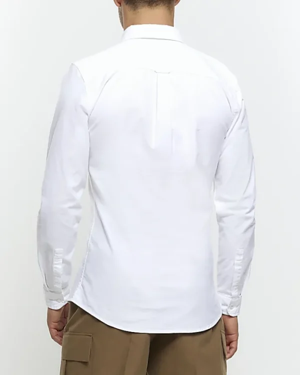 White muscle fit oxford smart shirt