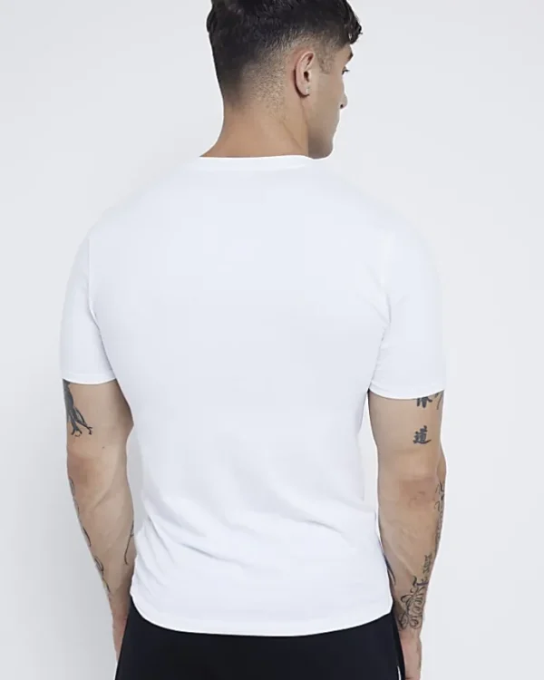 White muscle fit V neck t-shirt