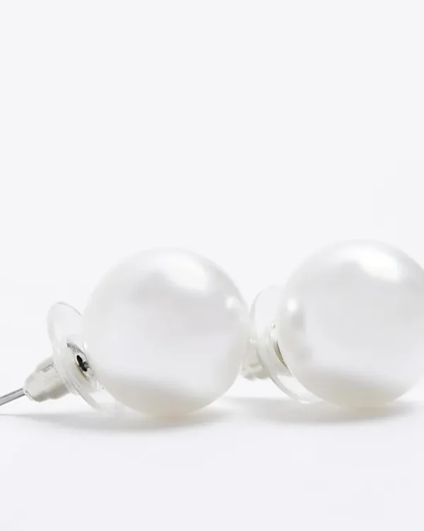 White Pearl Stud Earrings