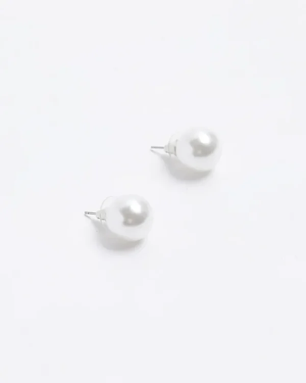 White Pearl Stud Earrings