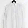 White regular fit linen blend shirt