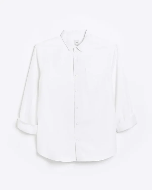 White regular fit twill lyocell shirt