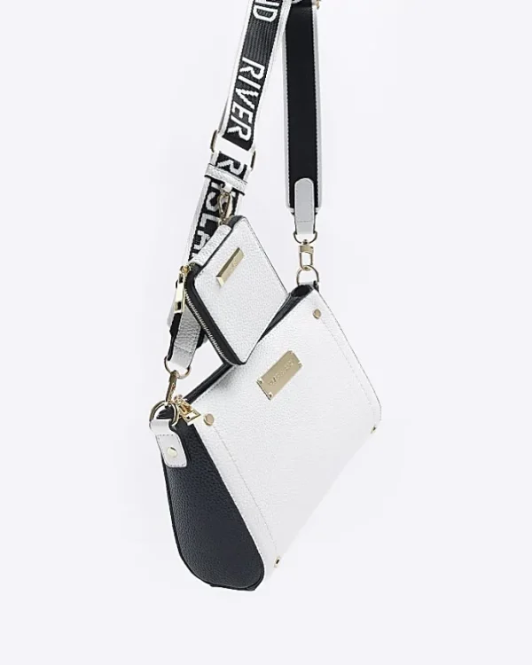 White RI monogram cross body bag